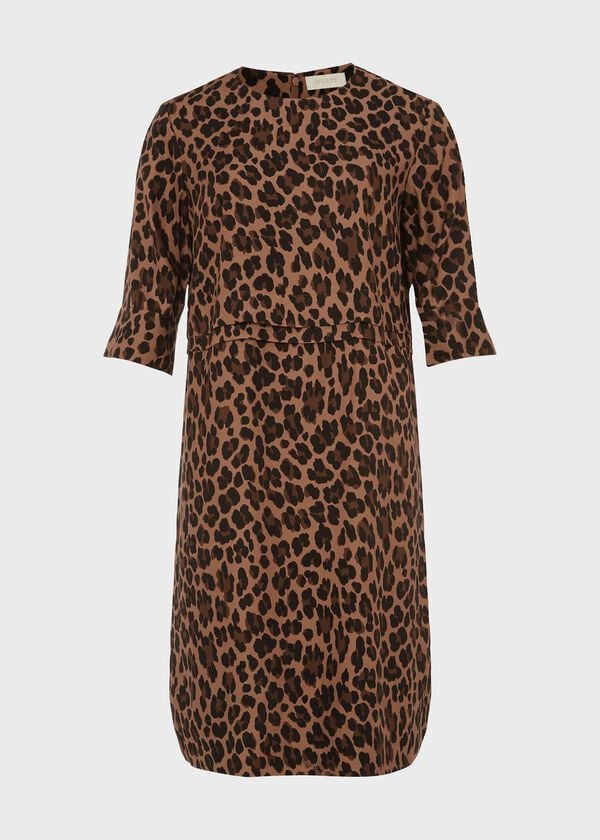 Hobbs Iza Tunic Dress Camel Multi