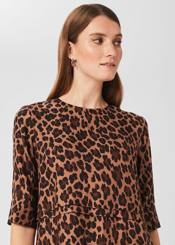 Hobbs Iza Tunic Dress Camel Multi