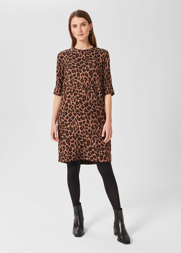 hobbs Iza Tunic Dress Camel Multi