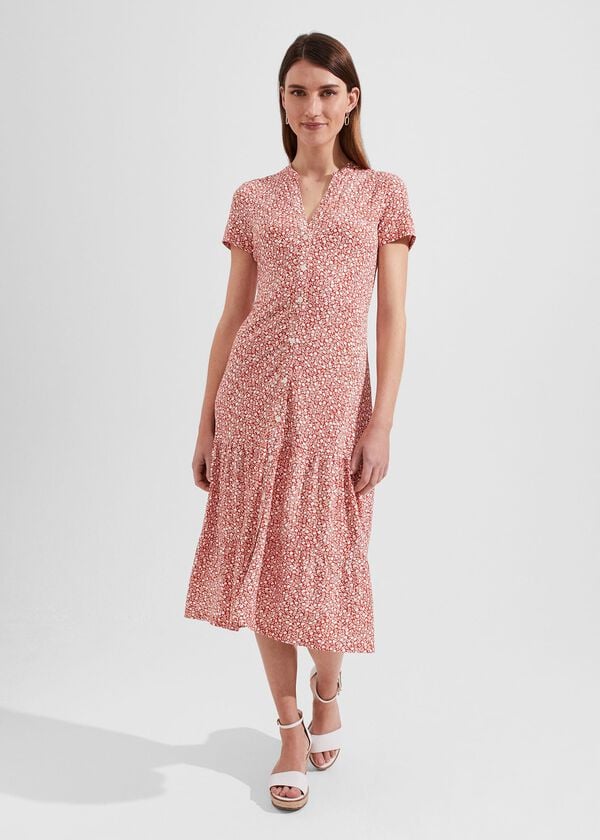 hobbs Jacinta Dress Apricot Ivory
