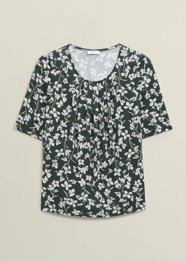 Hobbs Jacqueline Print Top Green Ivory