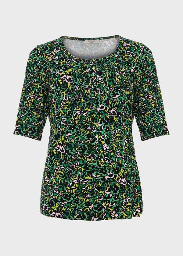 Hobbs Jacqueline Print Top Green Multi