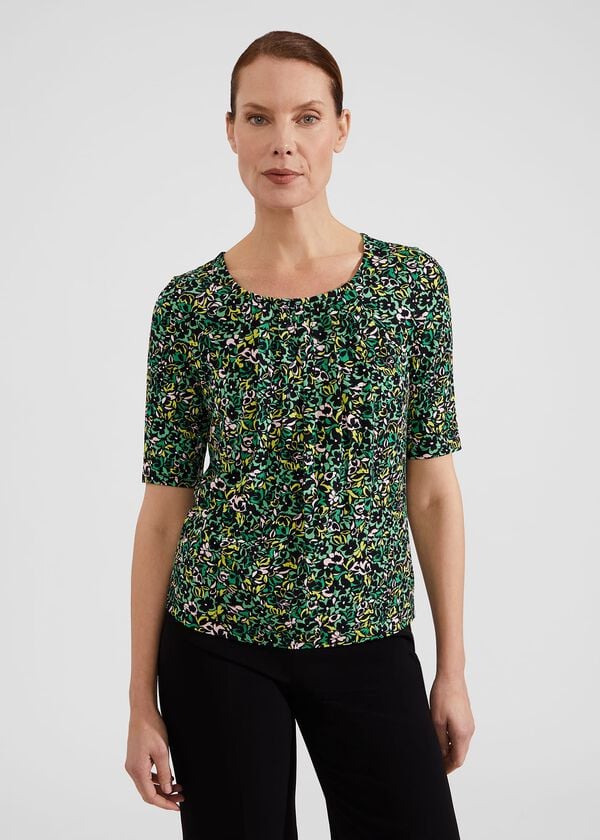 Hobbs Jacqueline Print Top Green Multi