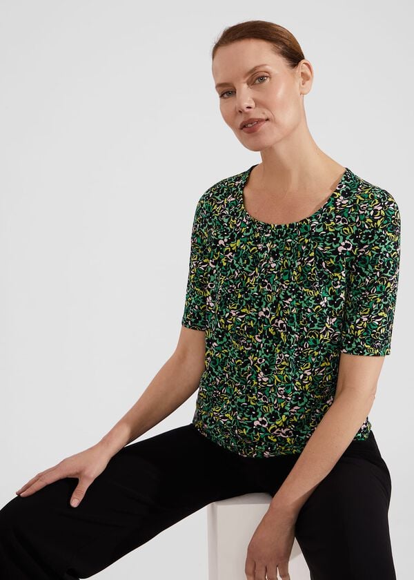 hobbs Jacqueline Print Top Green Multi