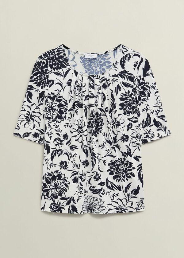 Hobbs Jacqueline Print Top Ivory Navy