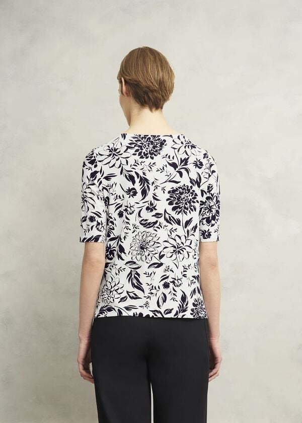 Hobbs Jacqueline Print Top Ivory Navy