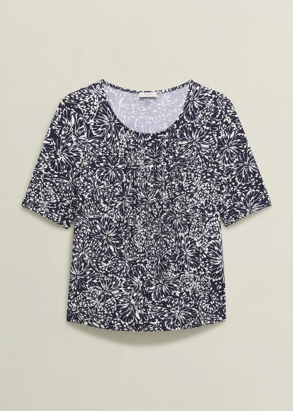 Hobbs Jacqueline Print Top Navy Ivory