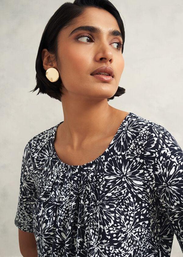 Hobbs Jacqueline Print Top Navy Ivory
