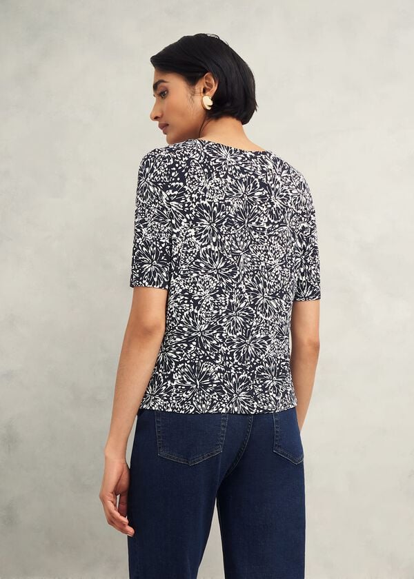 Hobbs Jacqueline Print Top Navy Ivory