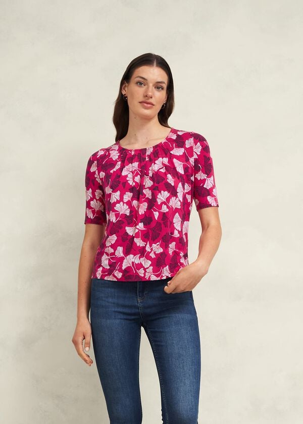 hobbs Jacqueline Printed Top Pink Multi