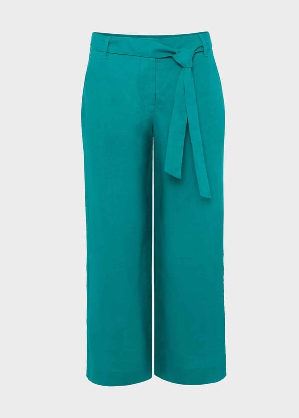 Hobbs Jacqui Crop Trousers Lagoon Green