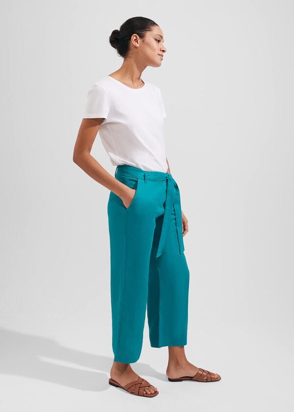 Hobbs Jacqui Crop Trousers Lagoon Green