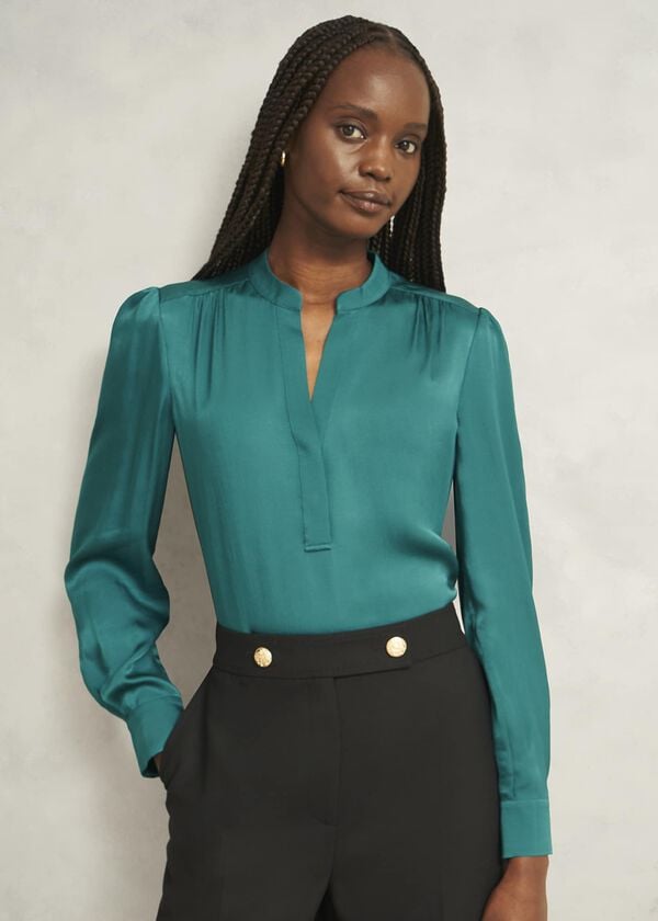 hobbs Jade Blouse Deep Lake Green