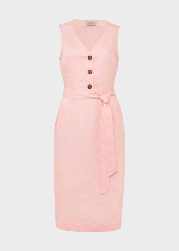 Hobbs Jalen Linen Dress Warm Pink