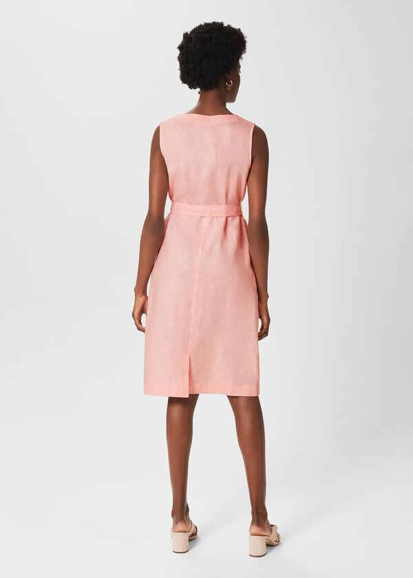 Hobbs Jalen Linen Dress Warm Pink