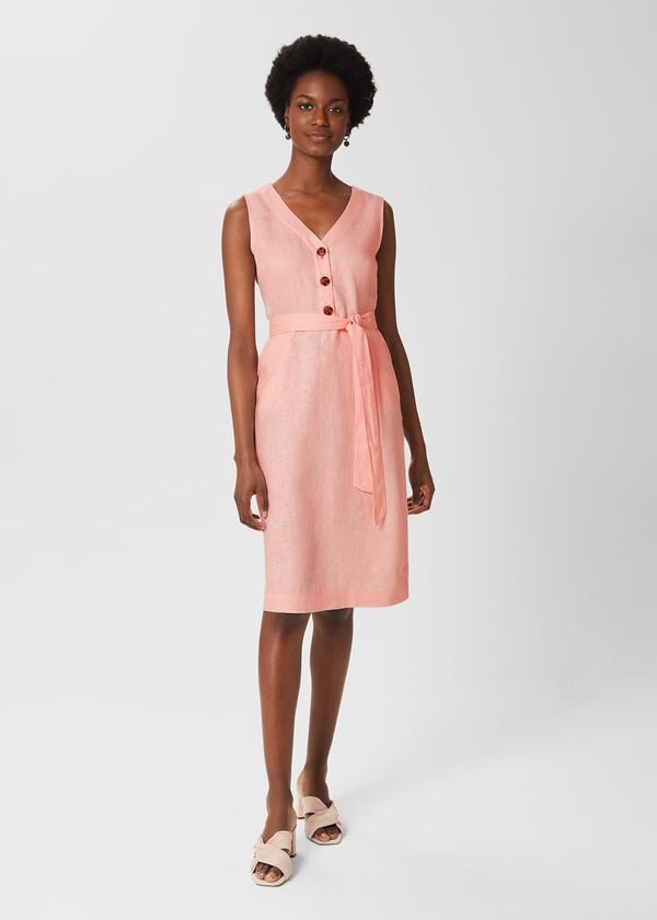 hobbs Jalen Linen Dress Warm Pink