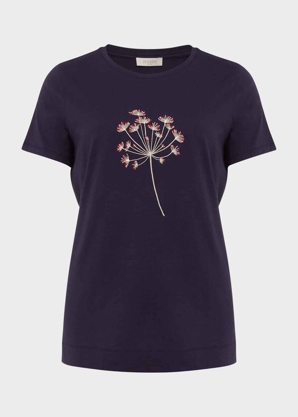 Hobbs Jamie Embroided T-Shirt Cow Parsley