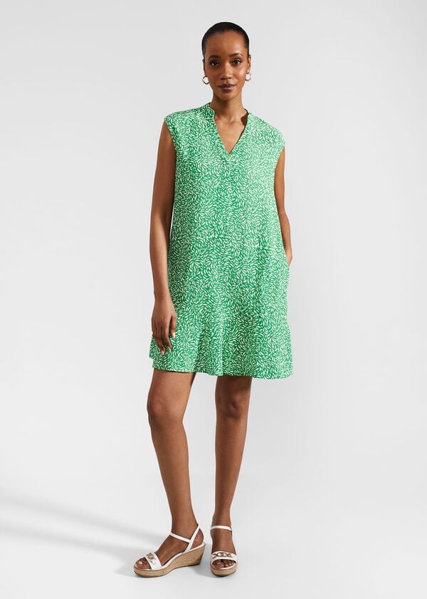hobbs Janey Dress Green Cream
