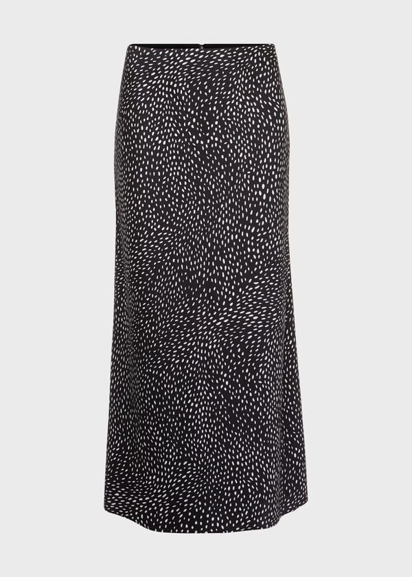 Hobbs Jas Satin Skirt Black Ivory
