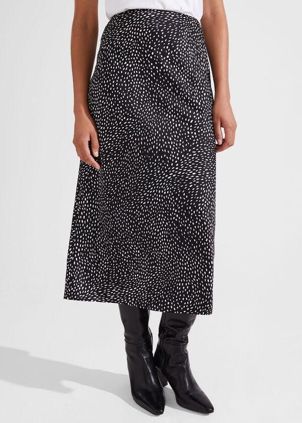 Hobbs Jas Satin Skirt Black Ivory