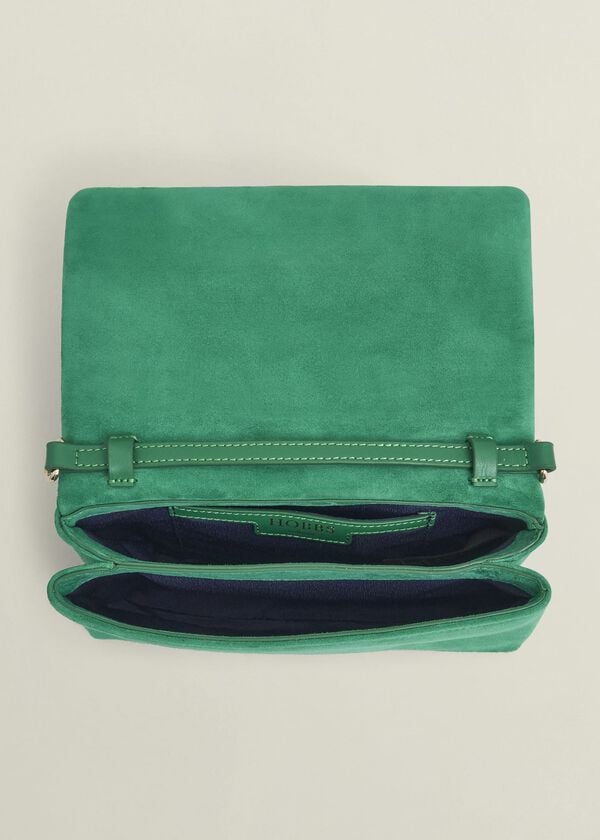 Hobbs Jas Suede Clutch Bag Amethyst Green