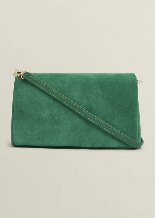 hobbs Jas Suede Clutch Bag Amethyst Green