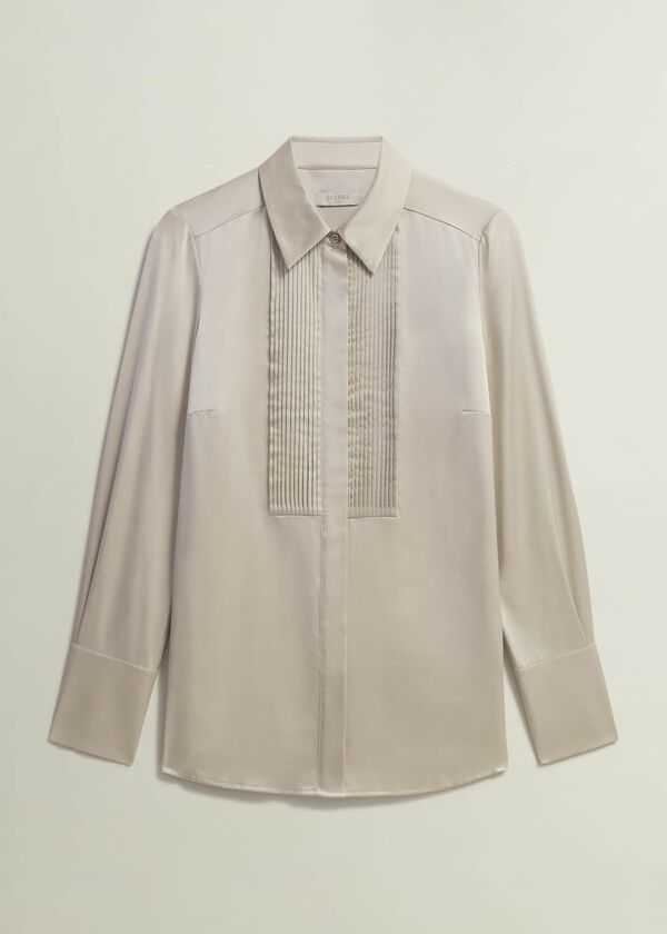 Hobbs Jaya Silk Shirt Buff Grey