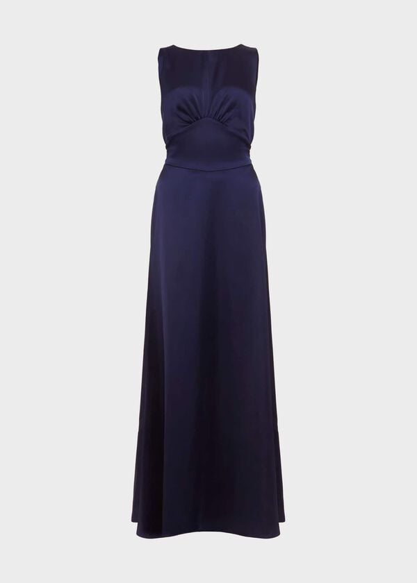 Hobbs Jemma Satin Maxi Dress Midnight Navy