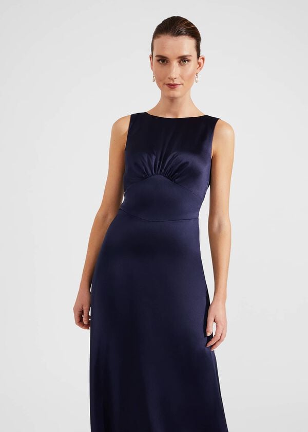 Hobbs Jemma Satin Maxi Dress Midnight Navy