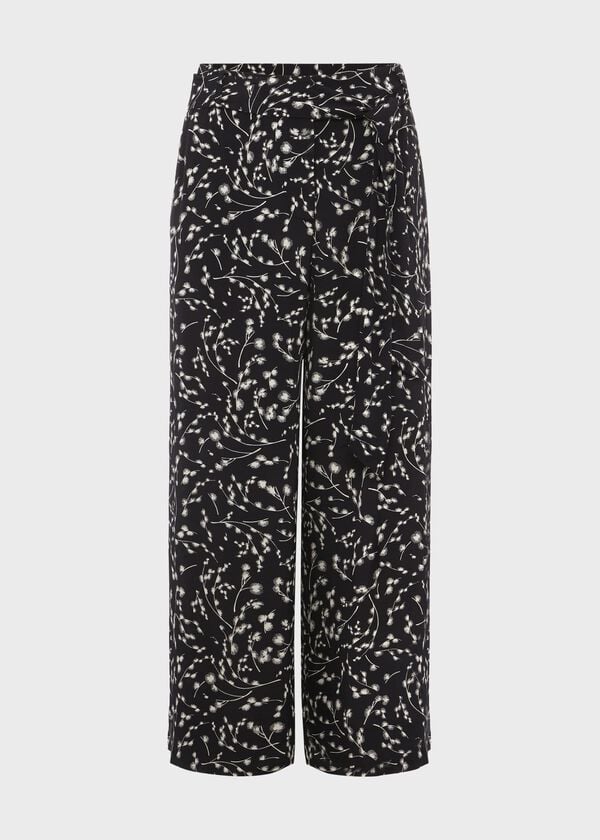 Hobbs Jen Wide Leg Crop Trousers Navy Ivory