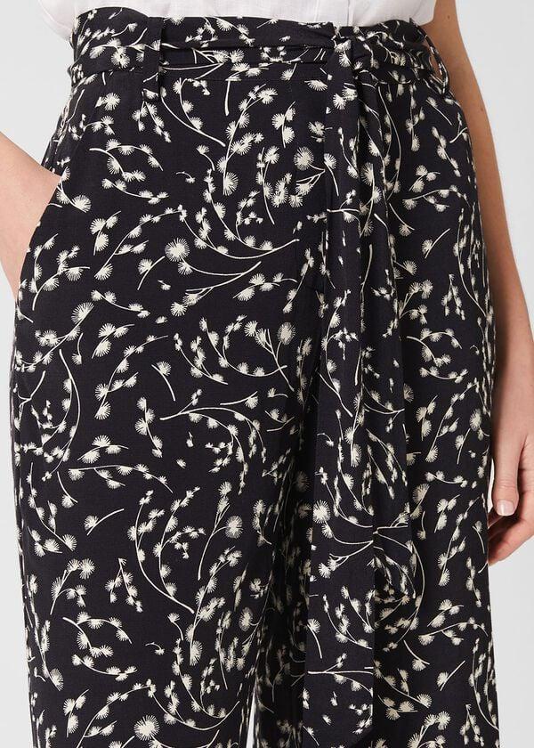 Hobbs Jen Wide Leg Crop Trousers Navy Ivory