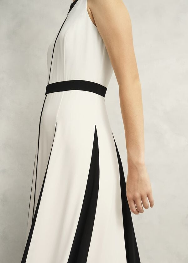 Hobbs Jenn Colourblock Dress Cream Black
