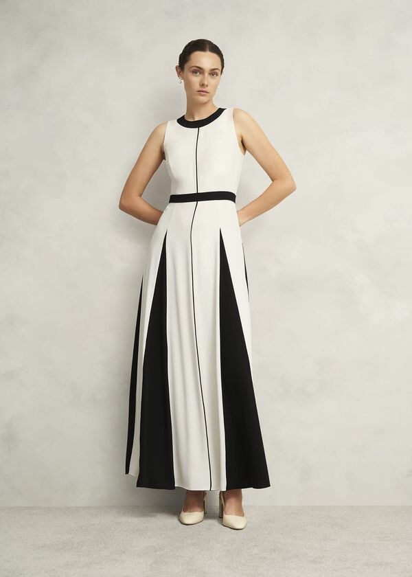 hobbs Jenn Colourblock Dress Cream Black