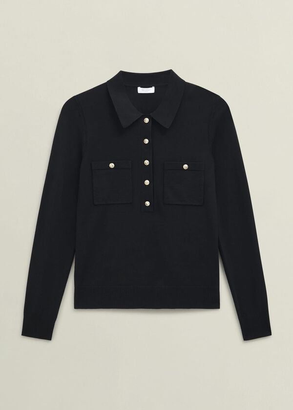 Hobbs Jessica Knitted Shirt Black