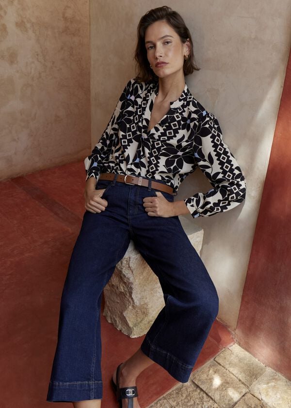 hobbs Jilly Blouse Navy Multi