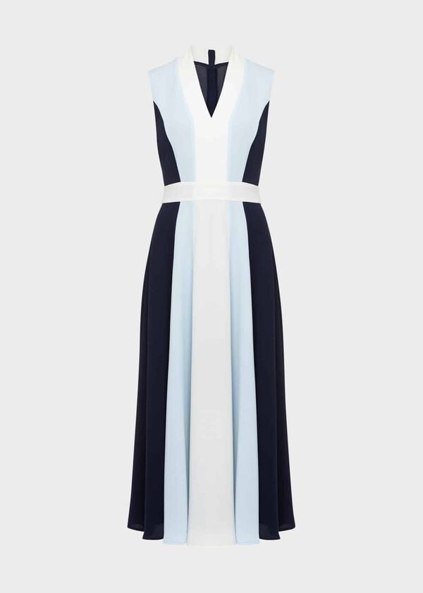 Hobbs Jilly Fit And Flare Dress Navy Blue Ivory