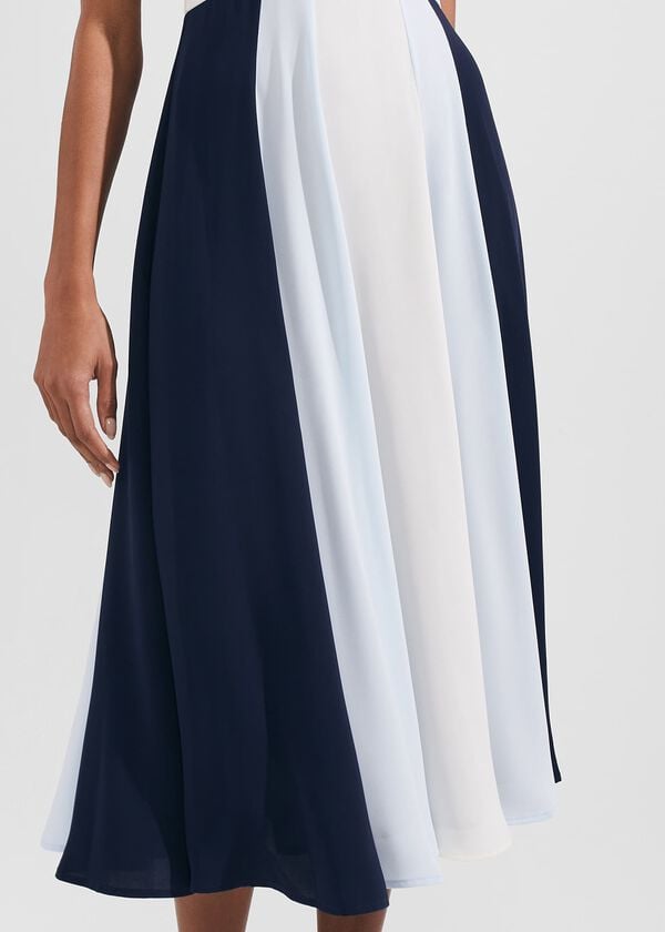 Hobbs Jilly Fit And Flare Dress Navy Blue Ivory