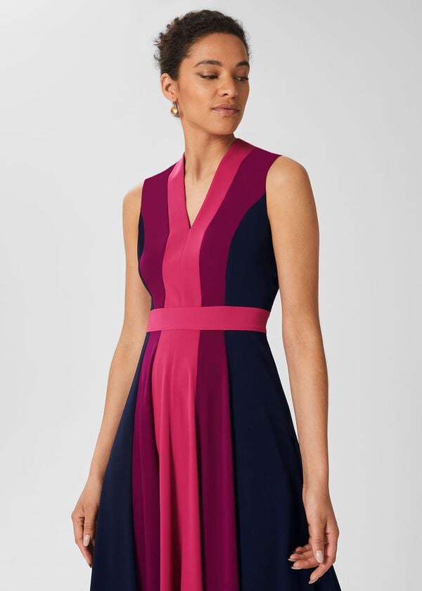 Hobbs Jilly Fit And Flare Dress Pink Multi