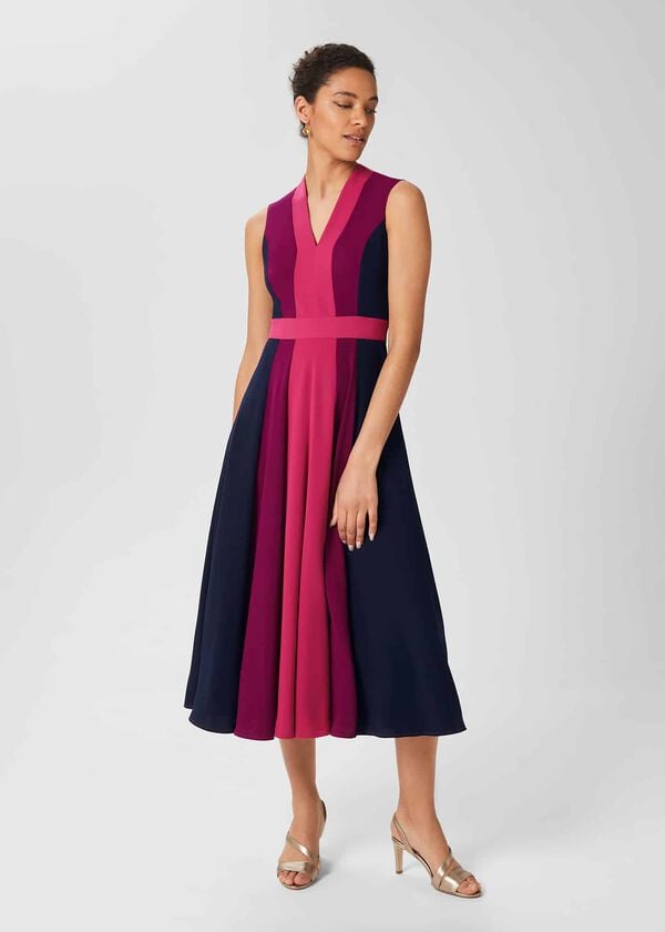 hobbs Jilly Fit And Flare Dress Pink Multi