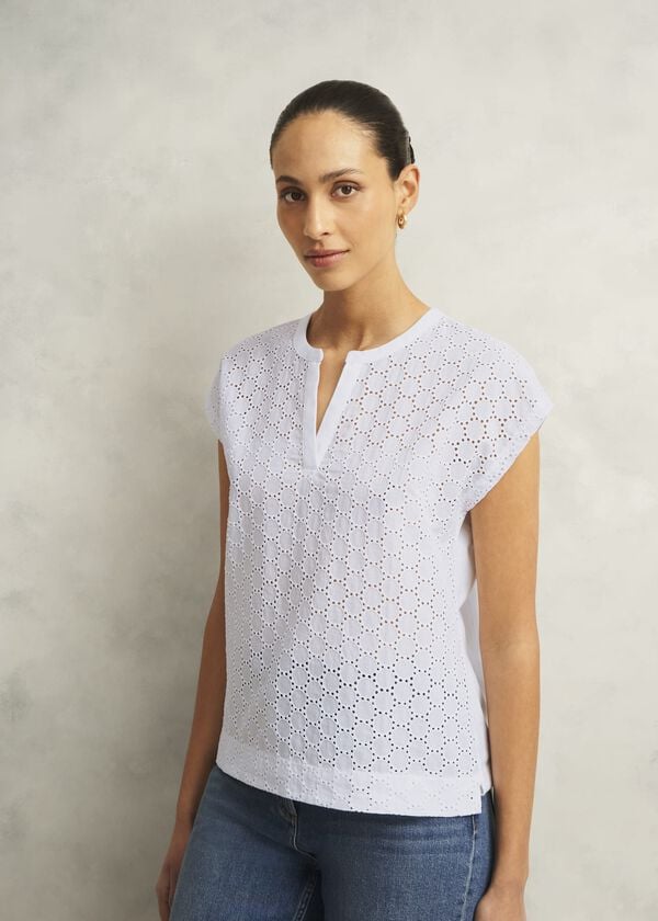 hobbs Joanna Broderie Top Hobbs White