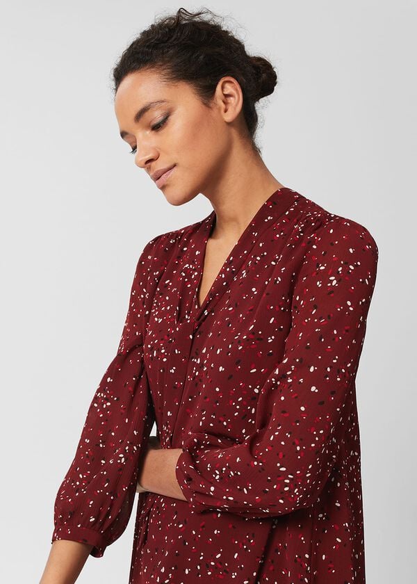 Hobbs Joella A Line Dress Wine Red