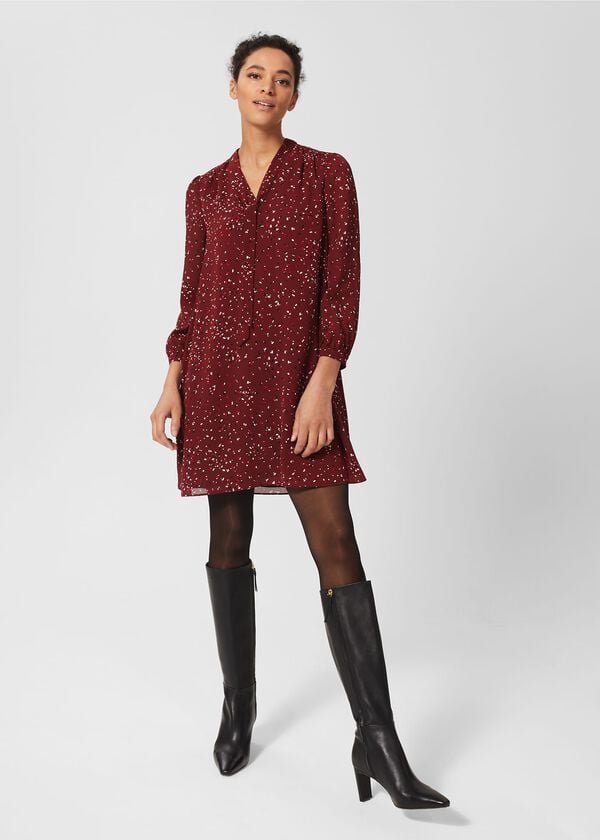 hobbs Joella A Line Dress Wine Red