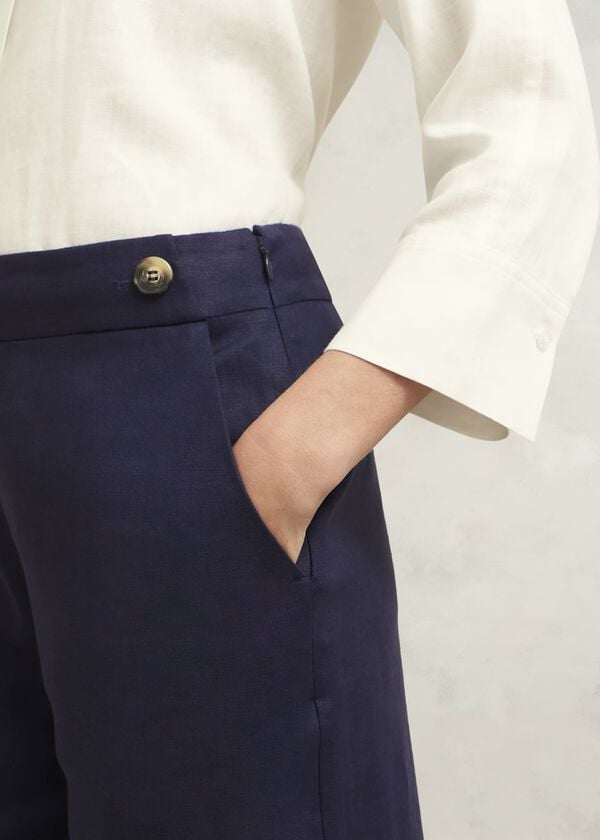 Hobbs Josephine Linen Trousers True Navy
