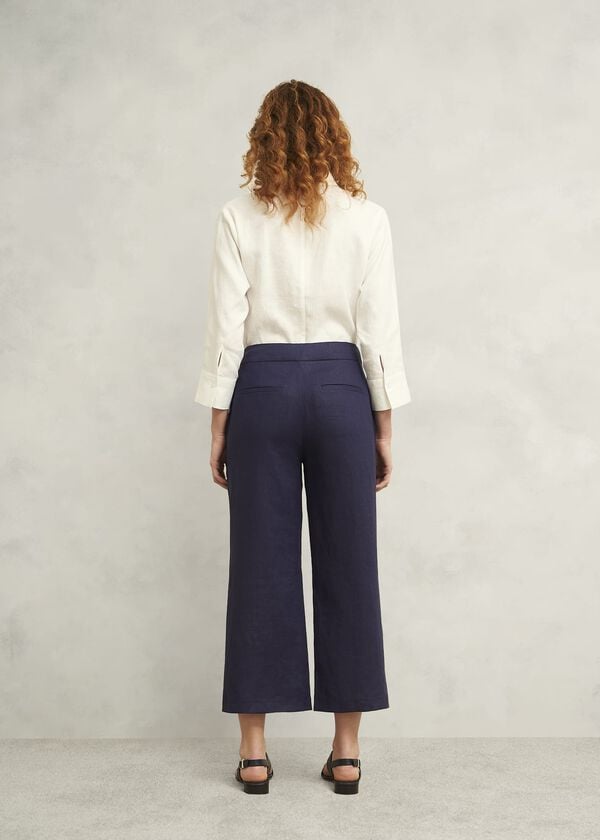 Hobbs Josephine Linen Trousers True Navy