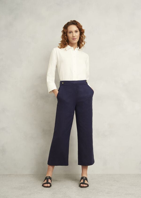 hobbs Josephine Linen Trousers True Navy
