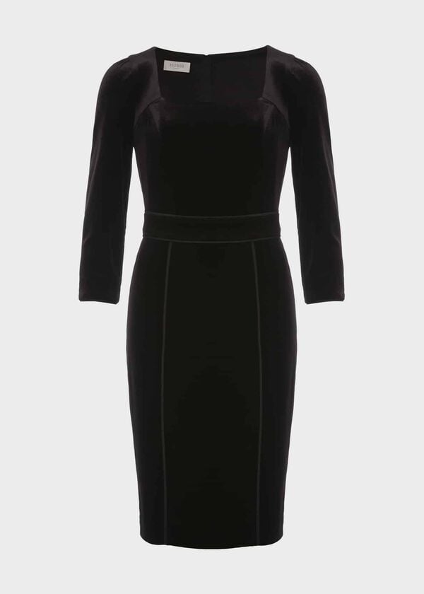 Hobbs Josie Velvet Shift Dress Black