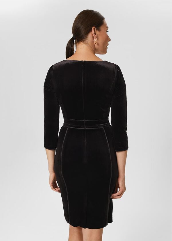 Hobbs Josie Velvet Shift Dress Black