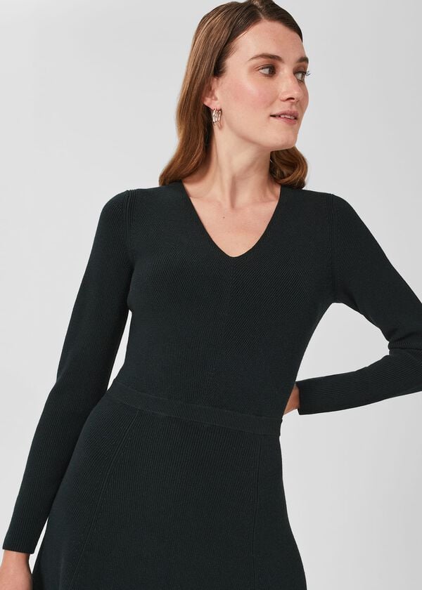 Hobbs Joy Knitted Dress Forest Green