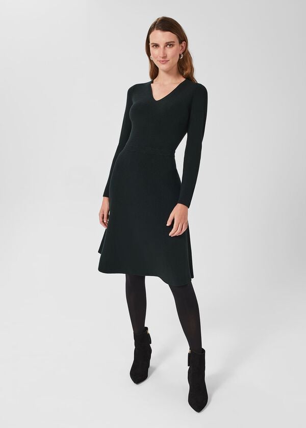 hobbs Joy Knitted Dress Forest Green