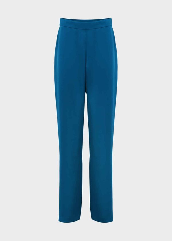 Hobbs Judith Satin Trousers Steel Blue